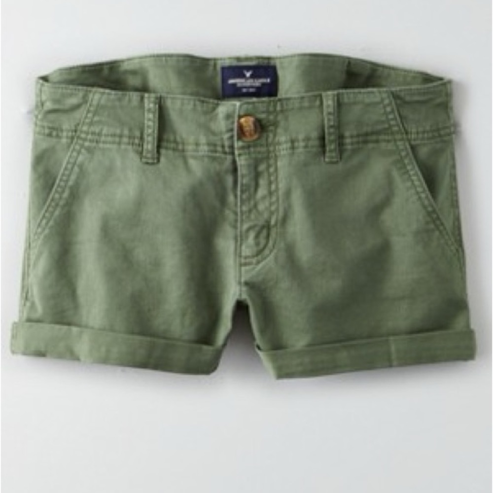 American Eagle Y2K olive green shortie shorts NWT Elena Gilbert summer classic